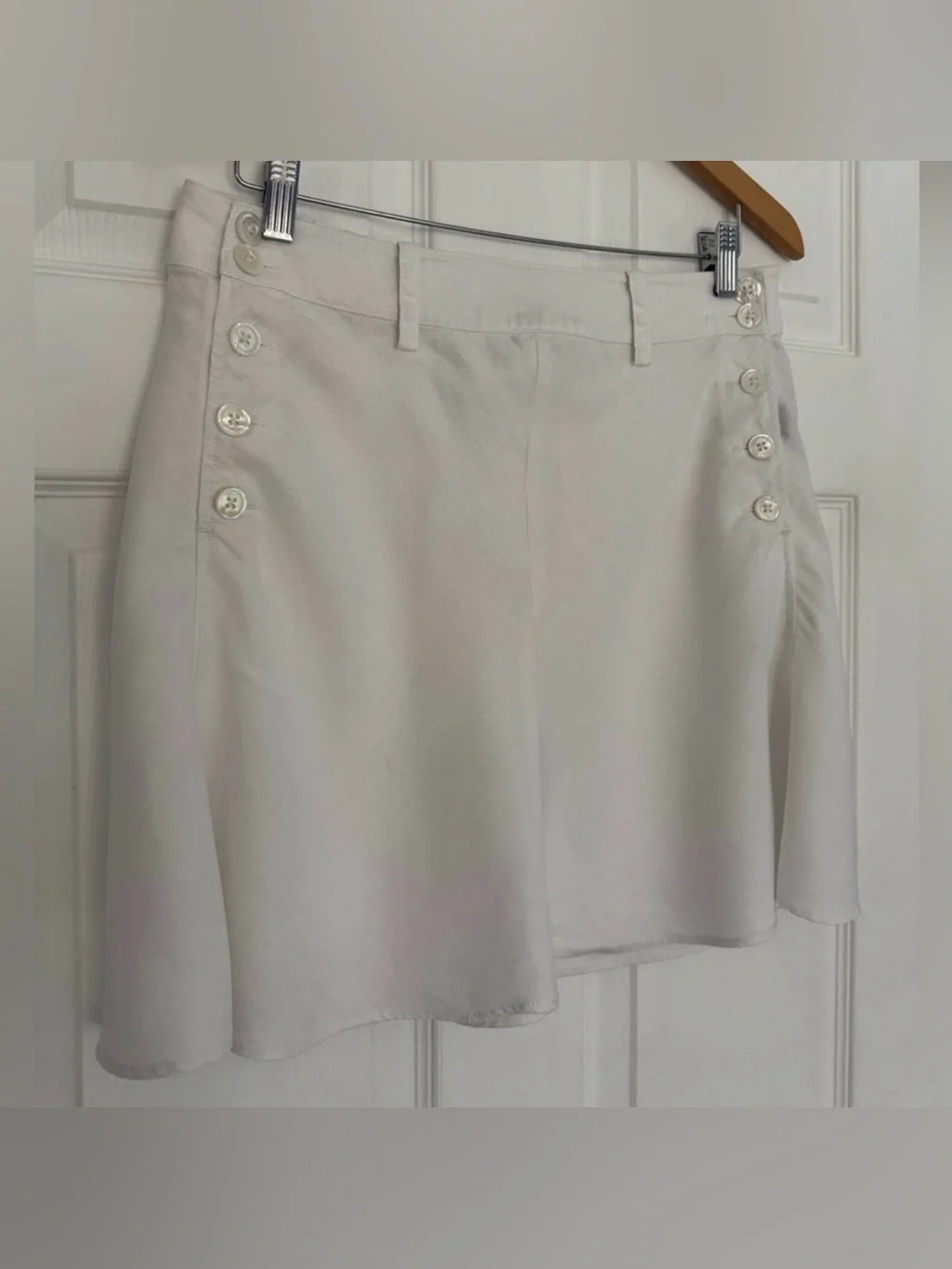 Vintage Rugby Ralph Lauren White Mini Skirt with Side Button and Lace-Up Back